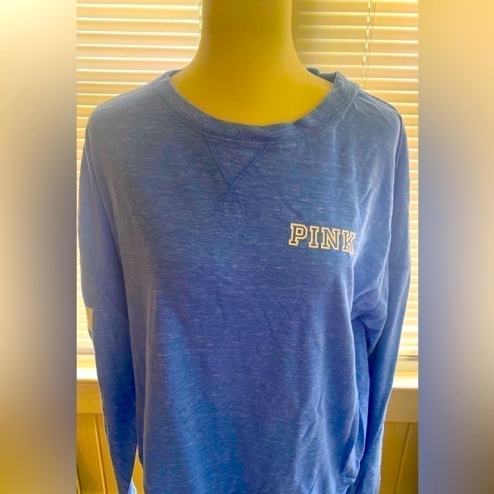 PINK Victoria’s Secret Large Sleeve Tee Shirt EUC size S Crew Neck
